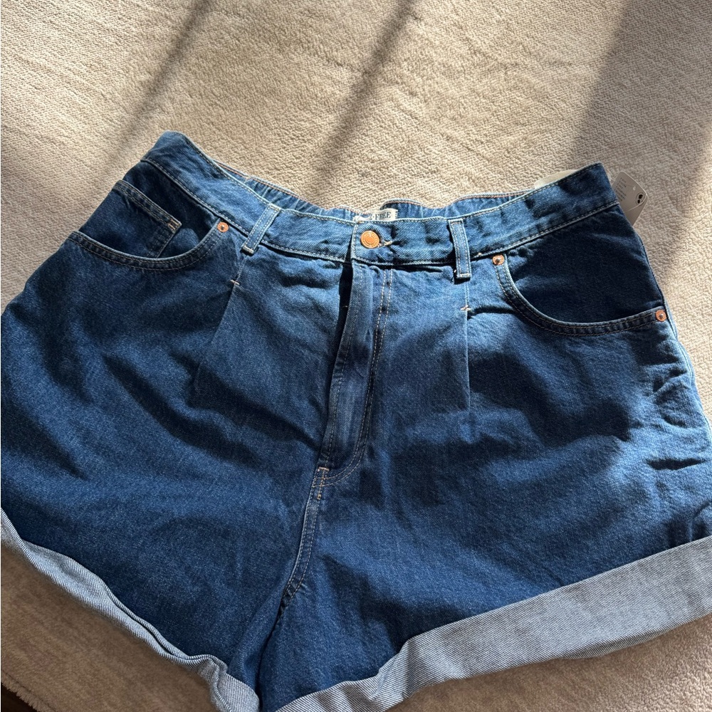 Free People Deep Blue Jean Shorts
